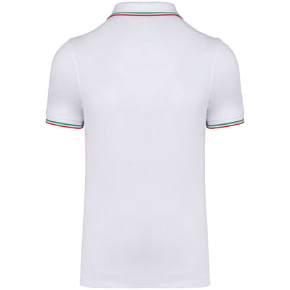 MEN'S SHORT-SLEEVED POLO SHIRT - White/Red/Green - Additional