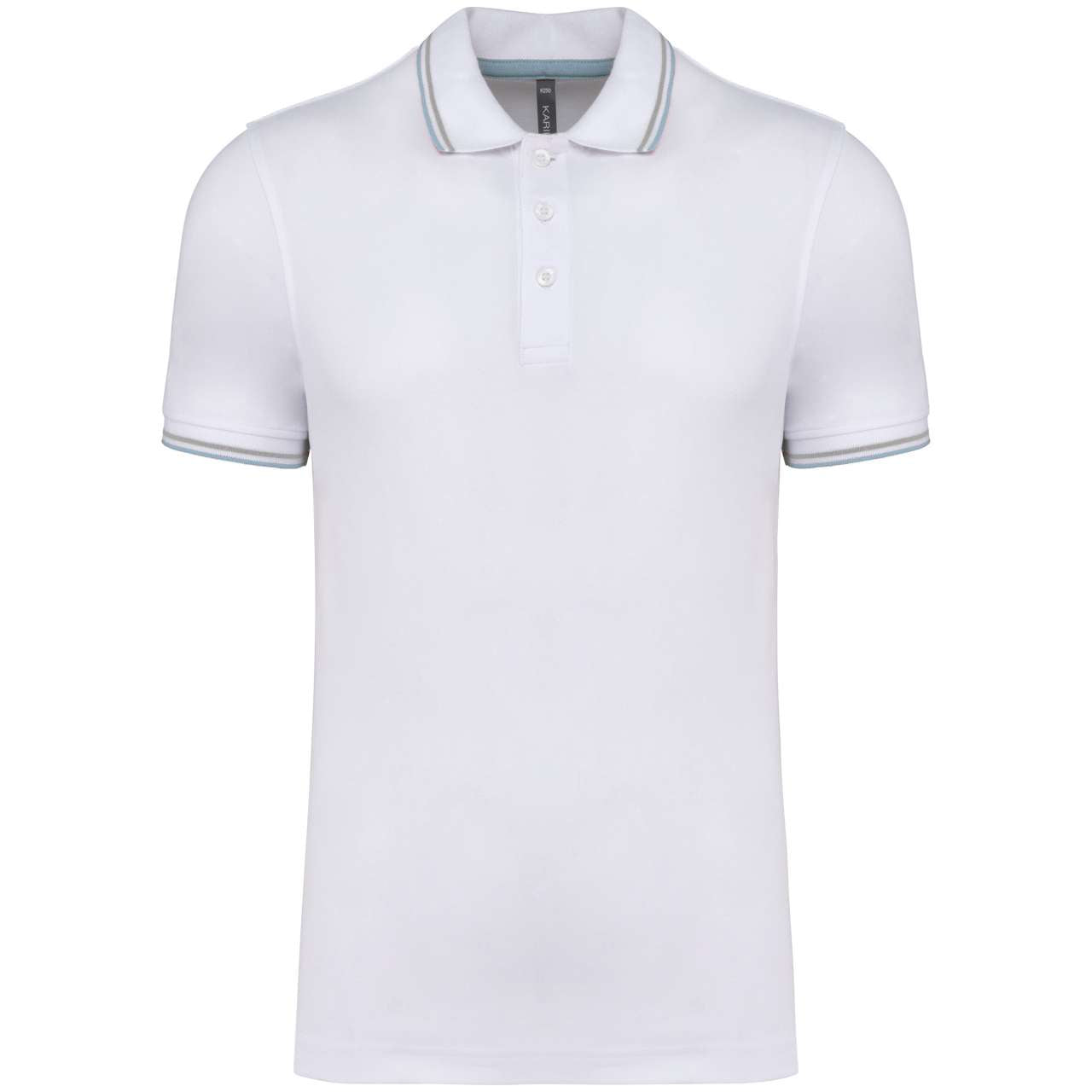 MEN'S SHORT-SLEEVED POLO SHIRT - White/Sky Blue/Light Grey - Main