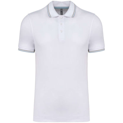 MEN'S SHORT-SLEEVED POLO SHIRT - White/Sky Blue/Light Grey - Main
