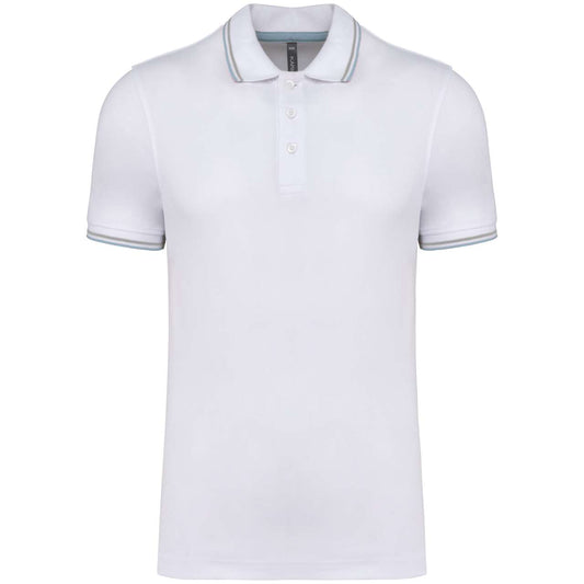 MEN'S SHORT-SLEEVED POLO SHIRT - White/Sky Blue/Light Grey - Main