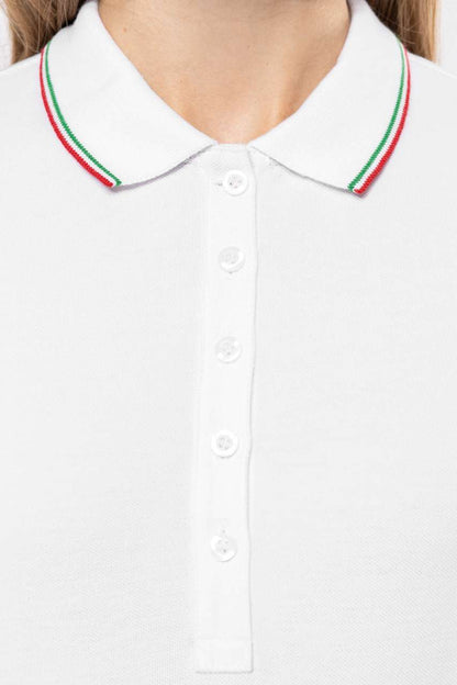 LADIES' SHORT-SLEEVED POLO SHIRT - Black/Red/White - Additional