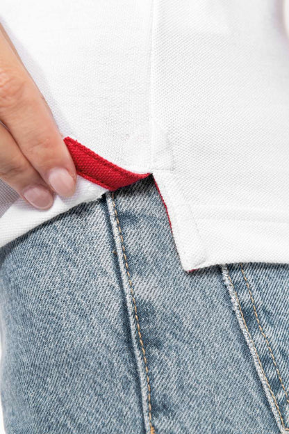 LADIES' SHORT-SLEEVED POLO SHIRT - White/Sky Blue/Light Grey - Additional