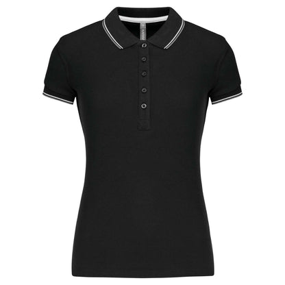 LADIES' SHORT-SLEEVED POLO SHIRT - Black/Light Grey/White - Main