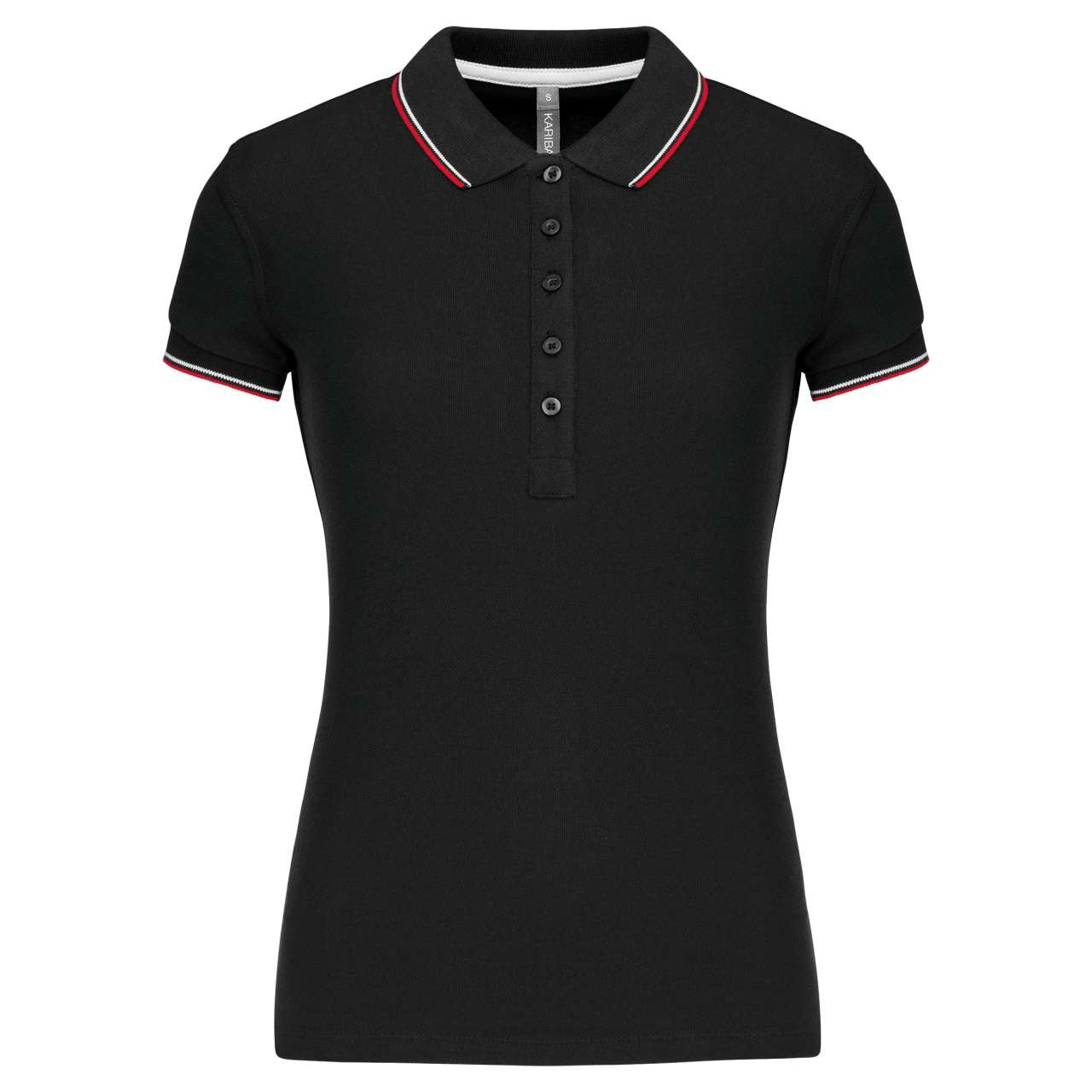 LADIES' SHORT-SLEEVED POLO SHIRT - Black/Red/White - Main