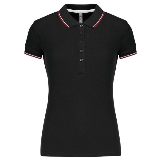 LADIES' SHORT-SLEEVED POLO SHIRT - Black/Red/White - Main