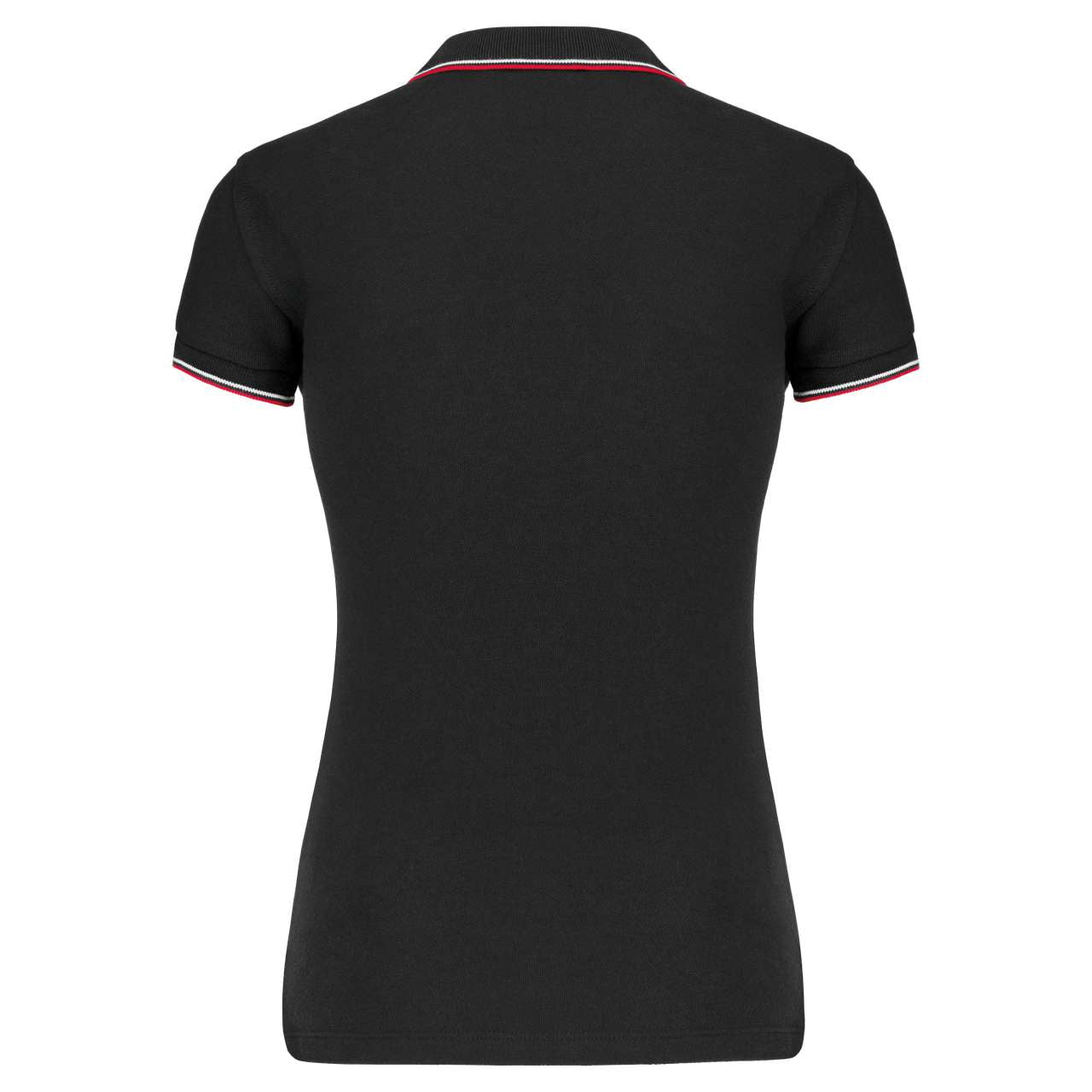 LADIES' SHORT-SLEEVED POLO SHIRT - Black/Red/White - Additional