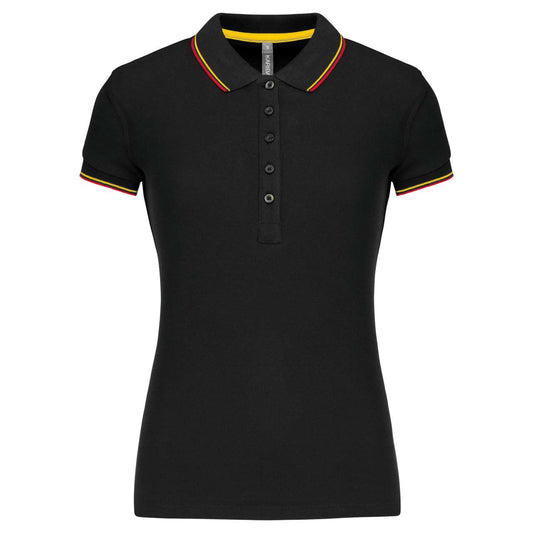 LADIES' SHORT-SLEEVED POLO SHIRT - Black/Red/Yellow - Main