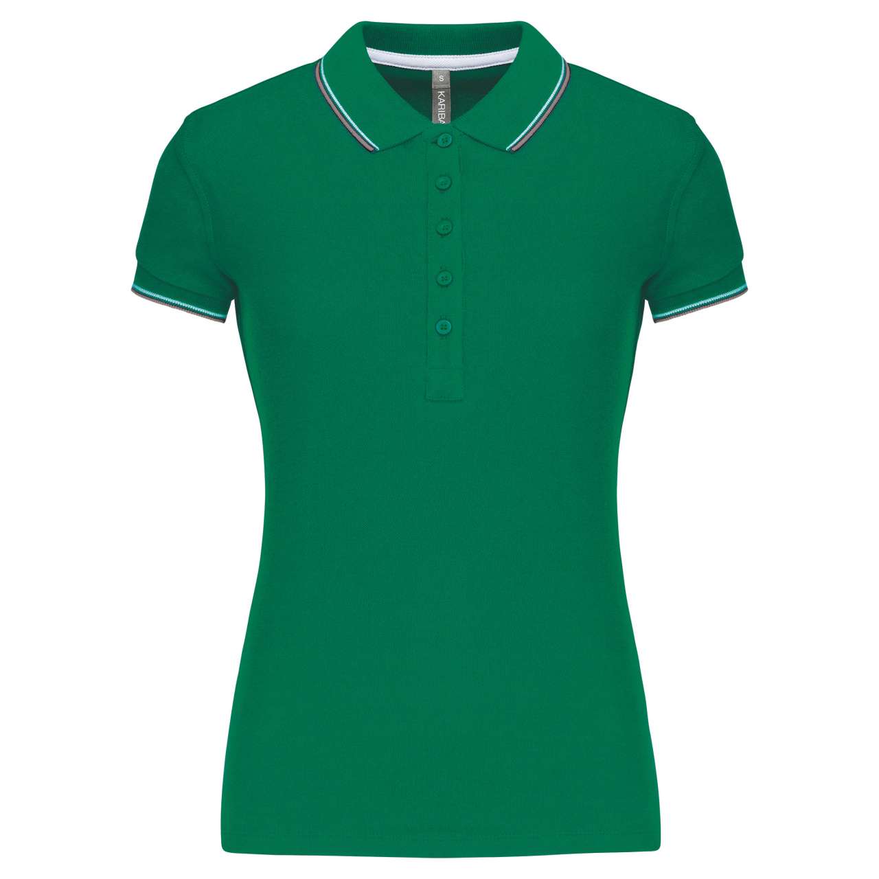 LADIES' SHORT-SLEEVED POLO SHIRT - Kelly Green/Light Grey/White - Main