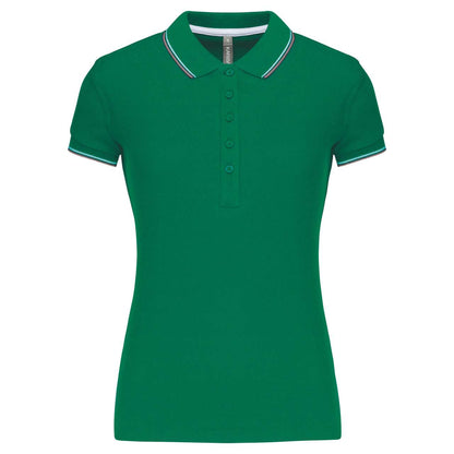 LADIES' SHORT-SLEEVED POLO SHIRT - Kelly Green/Light Grey/White - Main