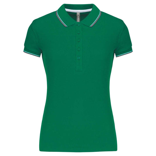 LADIES' SHORT-SLEEVED POLO SHIRT - Kelly Green/Light Grey/White - Main