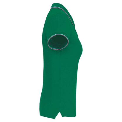 LADIES' SHORT-SLEEVED POLO SHIRT - Kelly Green/Light Grey/White - Additional
