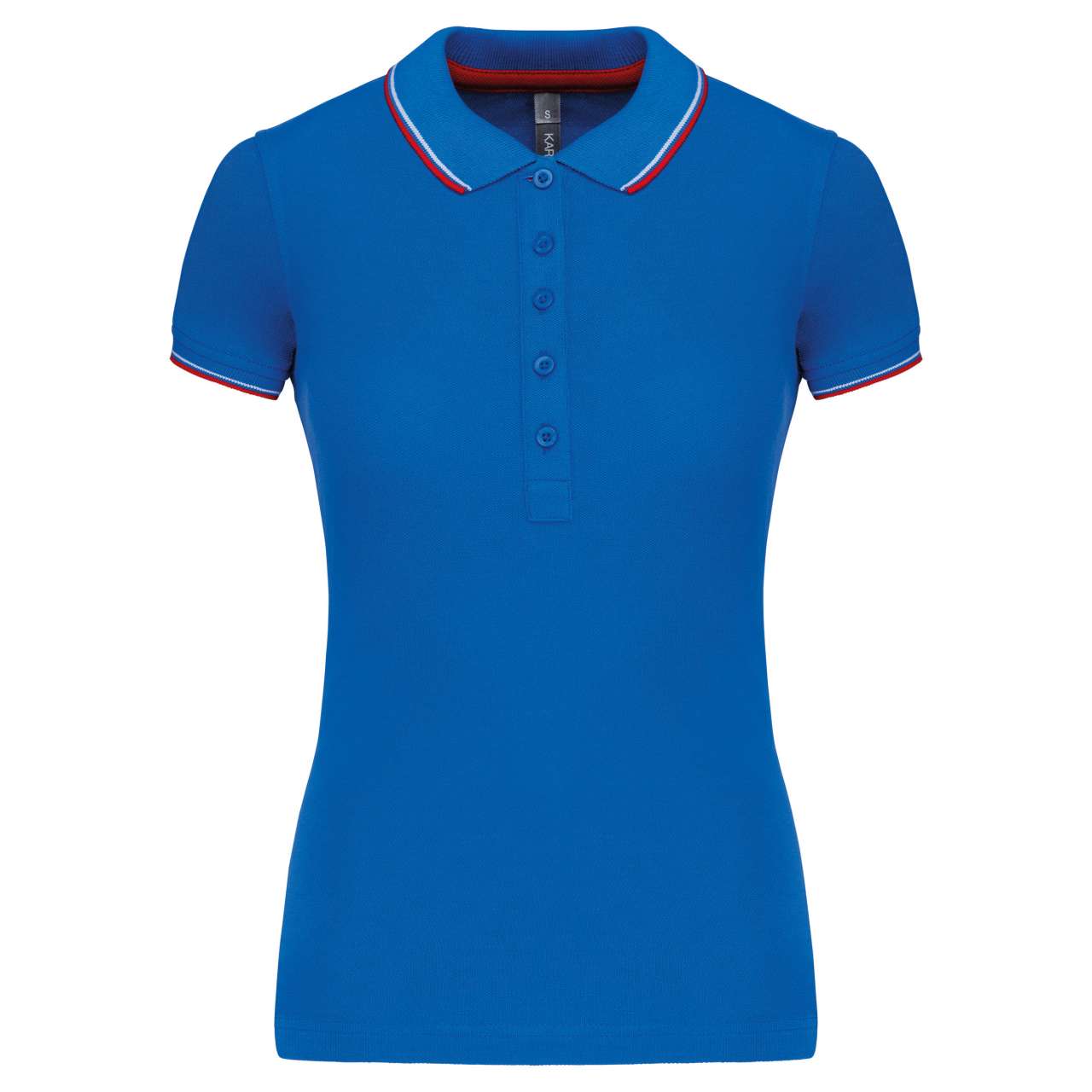 LADIES' SHORT-SLEEVED POLO SHIRT - Light Royal Blue/Red/White - Main