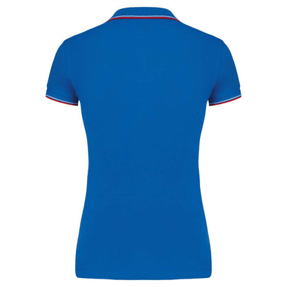 LADIES' SHORT-SLEEVED POLO SHIRT - Light Royal Blue/Red/White - Additional