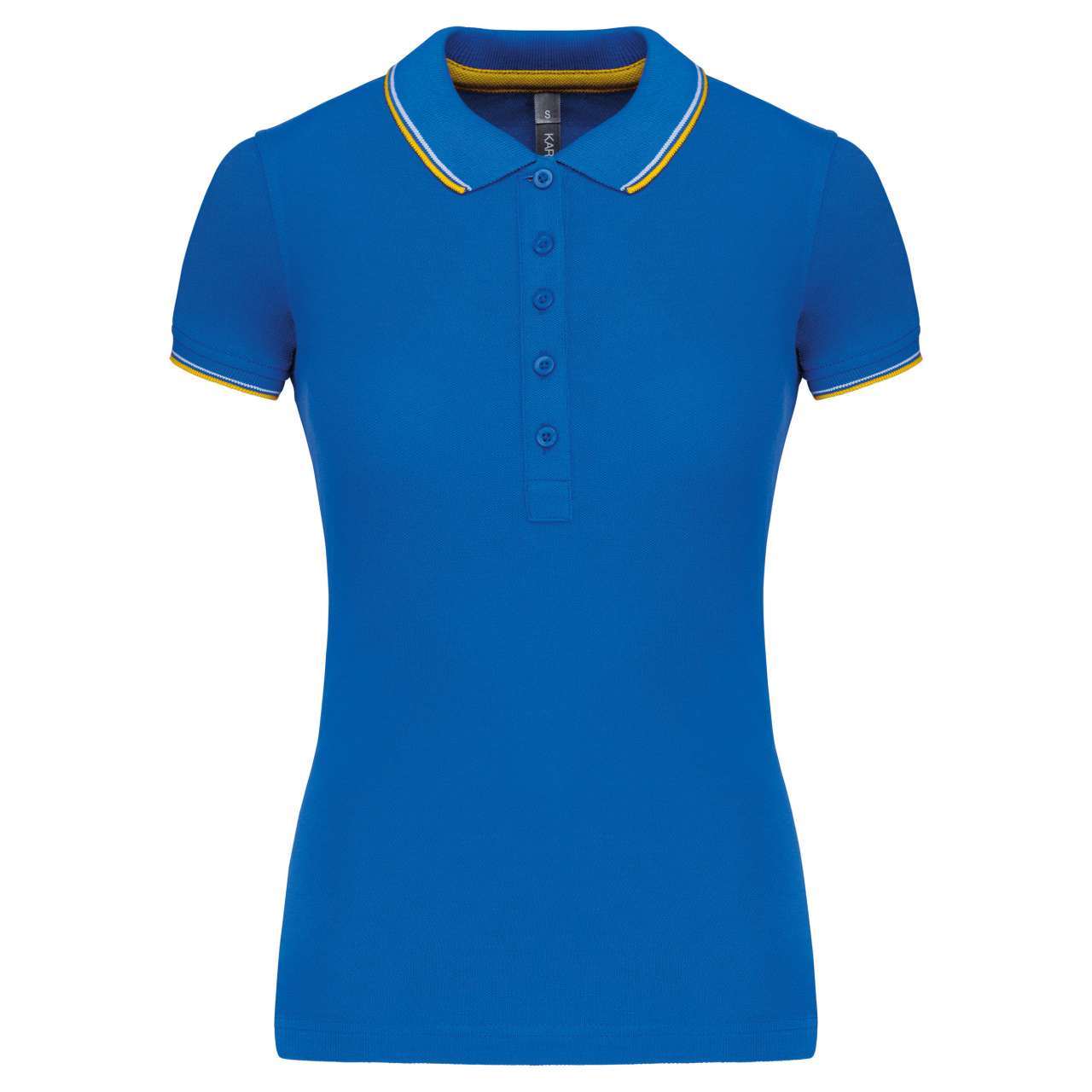 LADIES' SHORT-SLEEVED POLO SHIRT - Light Royal Blue/Yellow/White - Main
