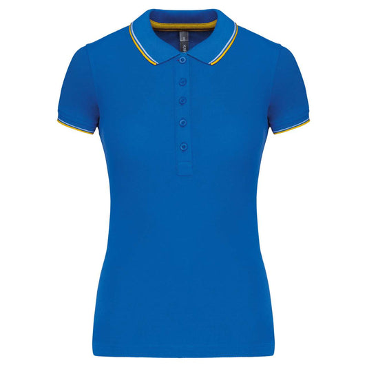 LADIES' SHORT-SLEEVED POLO SHIRT - Light Royal Blue/Yellow/White - Main