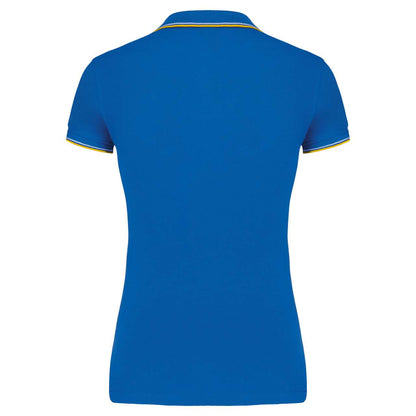 LADIES' SHORT-SLEEVED POLO SHIRT - Light Royal Blue/Yellow/White - Additional