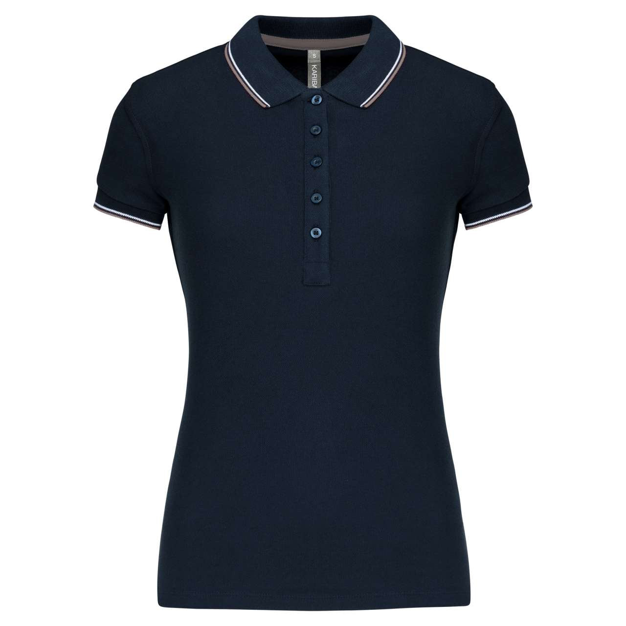 LADIES' SHORT-SLEEVED POLO SHIRT - Navy/Light Grey/White - Main