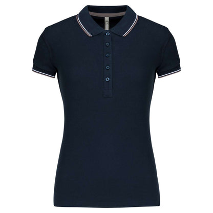 LADIES' SHORT-SLEEVED POLO SHIRT - Navy/Light Grey/White - Main