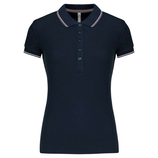 LADIES' SHORT-SLEEVED POLO SHIRT - Navy/Light Grey/White - Main
