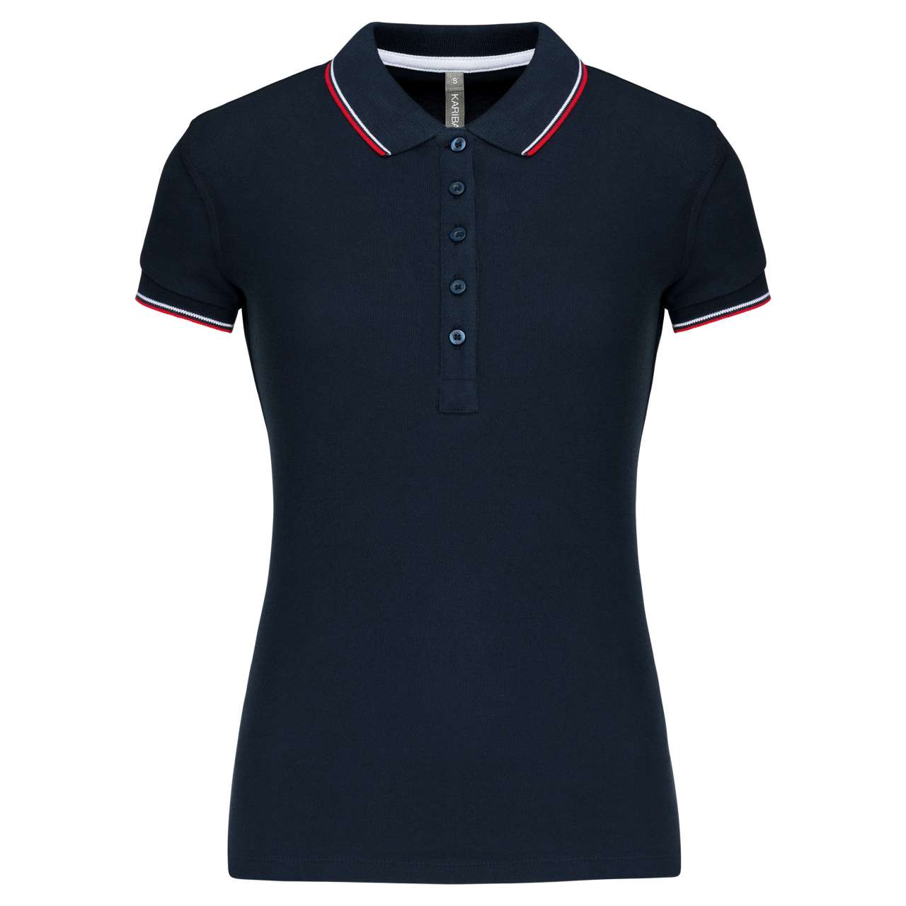LADIES' SHORT-SLEEVED POLO SHIRT - Navy/Red/White - Main