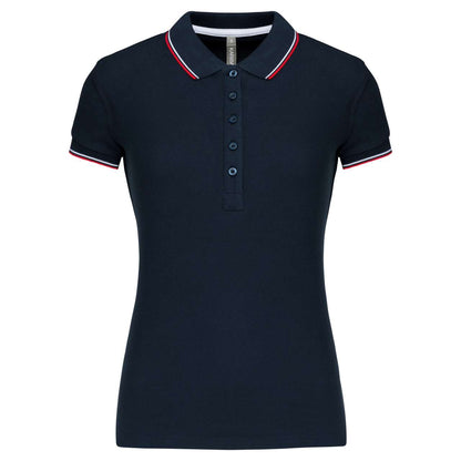 LADIES' SHORT-SLEEVED POLO SHIRT - Navy/Red/White - Main