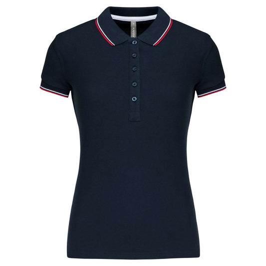 LADIES' SHORT-SLEEVED POLO SHIRT - Navy/Red/White - Main