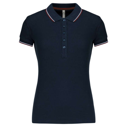 LADIES' SHORT-SLEEVED POLO SHIRT - Navy/Wine/White - Main