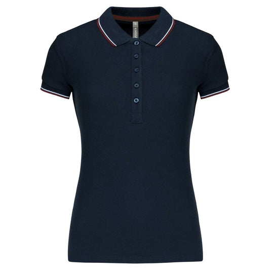 LADIES' SHORT-SLEEVED POLO SHIRT - Navy/Wine/White - Main