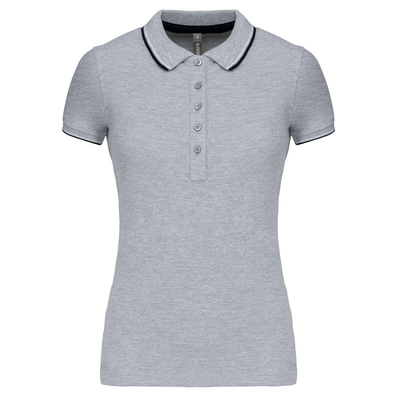 LADIES' SHORT-SLEEVED POLO SHIRT - Oxford Grey/Navy/White - Main