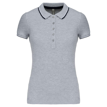 LADIES' SHORT-SLEEVED POLO SHIRT - Oxford Grey/Navy/White - Main