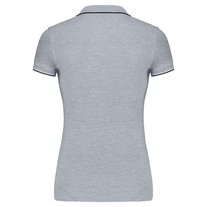 LADIES' SHORT-SLEEVED POLO SHIRT - Oxford Grey/Navy/White - Additional