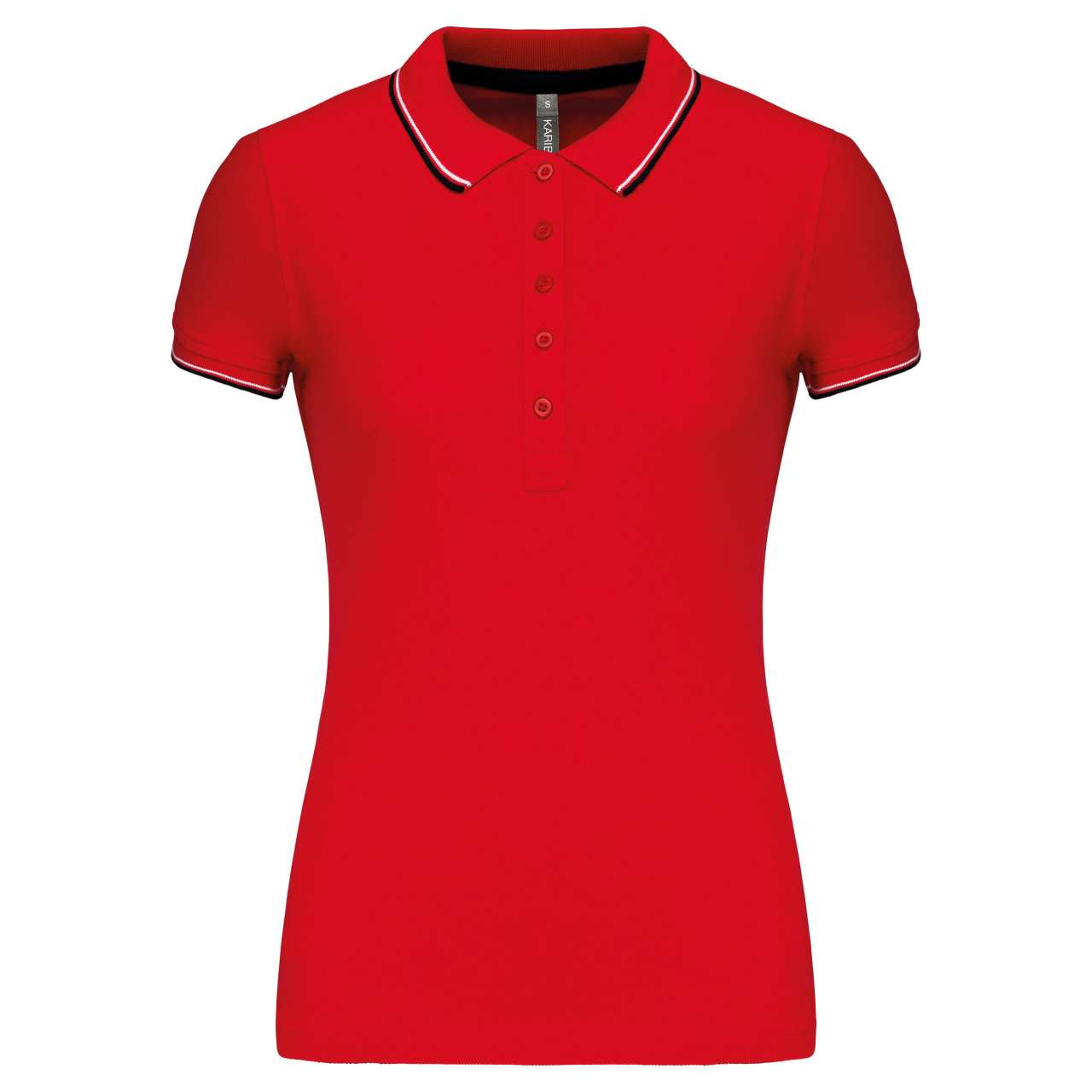 LADIES' SHORT-SLEEVED POLO SHIRT - Red/Navy/White - Main
