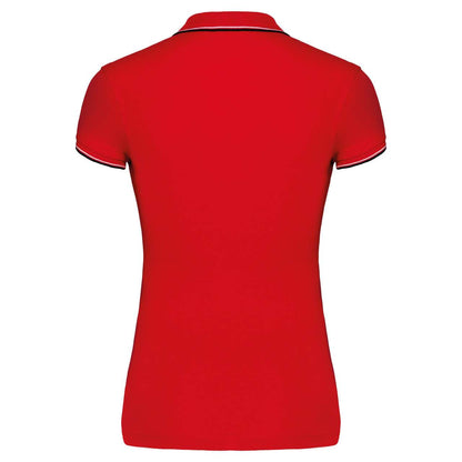 LADIES' SHORT-SLEEVED POLO SHIRT - Red/Navy/White - Additional