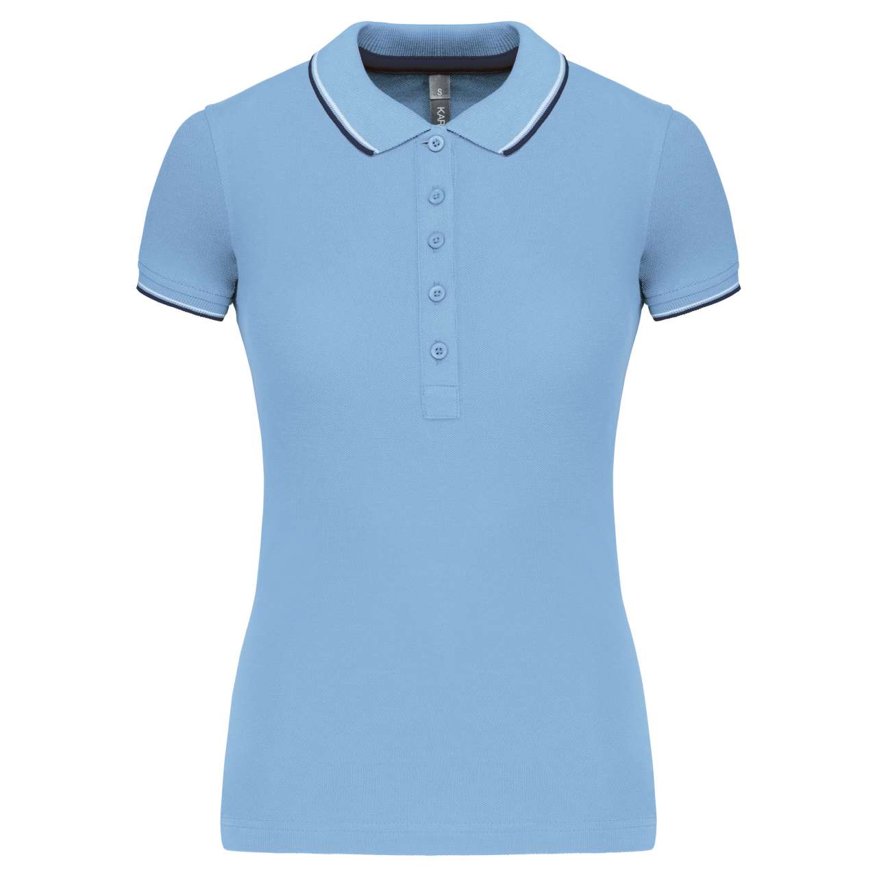 LADIES' SHORT-SLEEVED POLO SHIRT - Sky Blue/Navy/White - Main