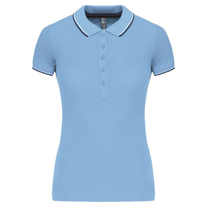 LADIES' SHORT-SLEEVED POLO SHIRT - Sky Blue/Navy/White - Main
