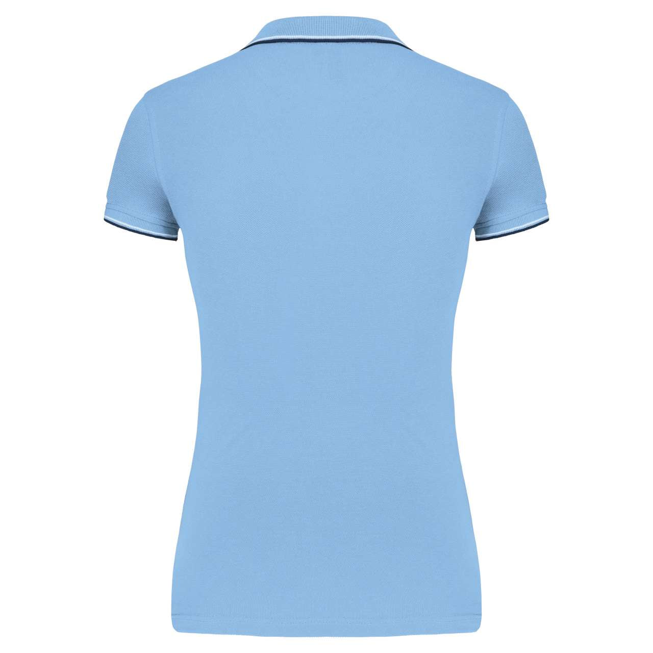 LADIES' SHORT-SLEEVED POLO SHIRT - Sky Blue/Navy/White - Additional