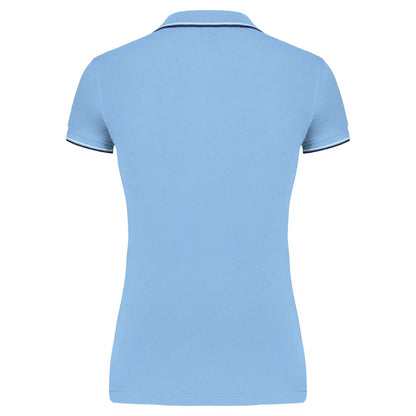 LADIES' SHORT-SLEEVED POLO SHIRT - Sky Blue/Navy/White - Additional