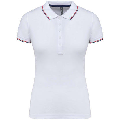 LADIES' SHORT-SLEEVED POLO SHIRT - White/Navy/Red - Main