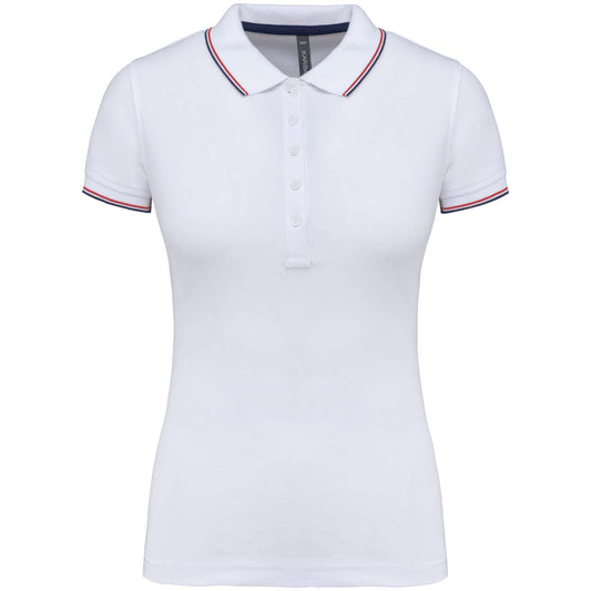 LADIES' SHORT-SLEEVED POLO SHIRT - White/Navy/Red - Main