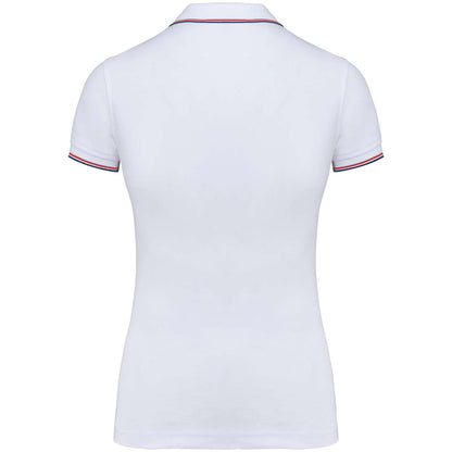 LADIES' SHORT-SLEEVED POLO SHIRT - White/Navy/Red - Additional