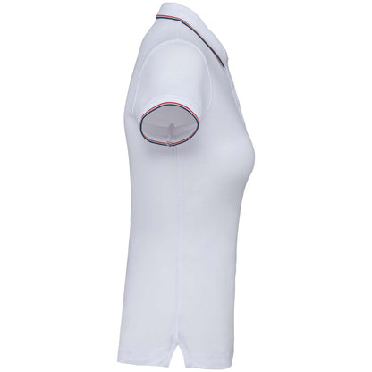 LADIES' SHORT-SLEEVED POLO SHIRT - White/Navy/Red - Additional