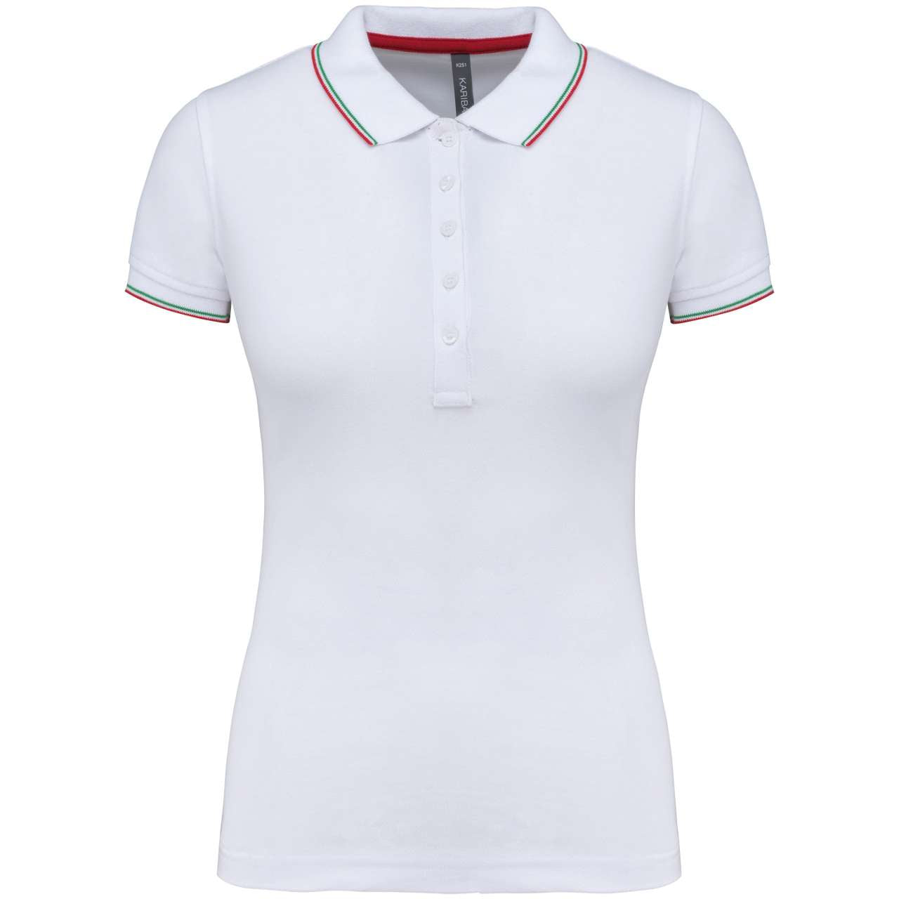 LADIES' SHORT-SLEEVED POLO SHIRT - White/Red/Green - Main