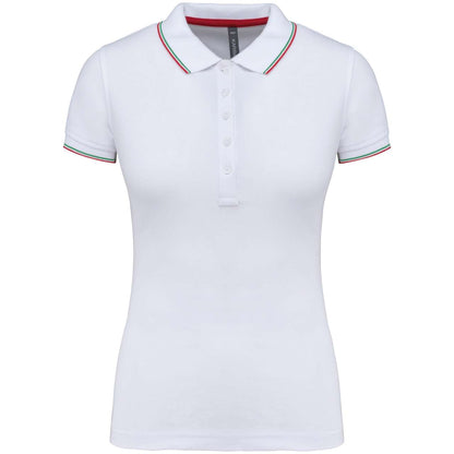 LADIES' SHORT-SLEEVED POLO SHIRT - White/Red/Green - Main