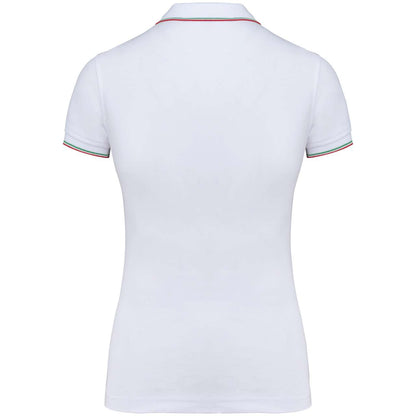 LADIES' SHORT-SLEEVED POLO SHIRT - White/Red/Green - Additional