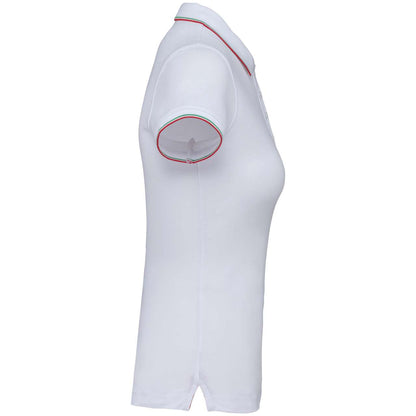 LADIES' SHORT-SLEEVED POLO SHIRT - White/Red/Green - Additional