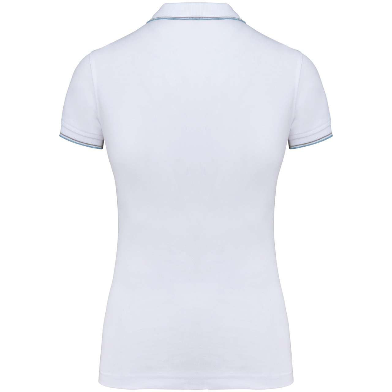 LADIES' SHORT-SLEEVED POLO SHIRT - White/Sky Blue/Light Grey - Additional