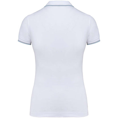 LADIES' SHORT-SLEEVED POLO SHIRT - White/Sky Blue/Light Grey - Additional