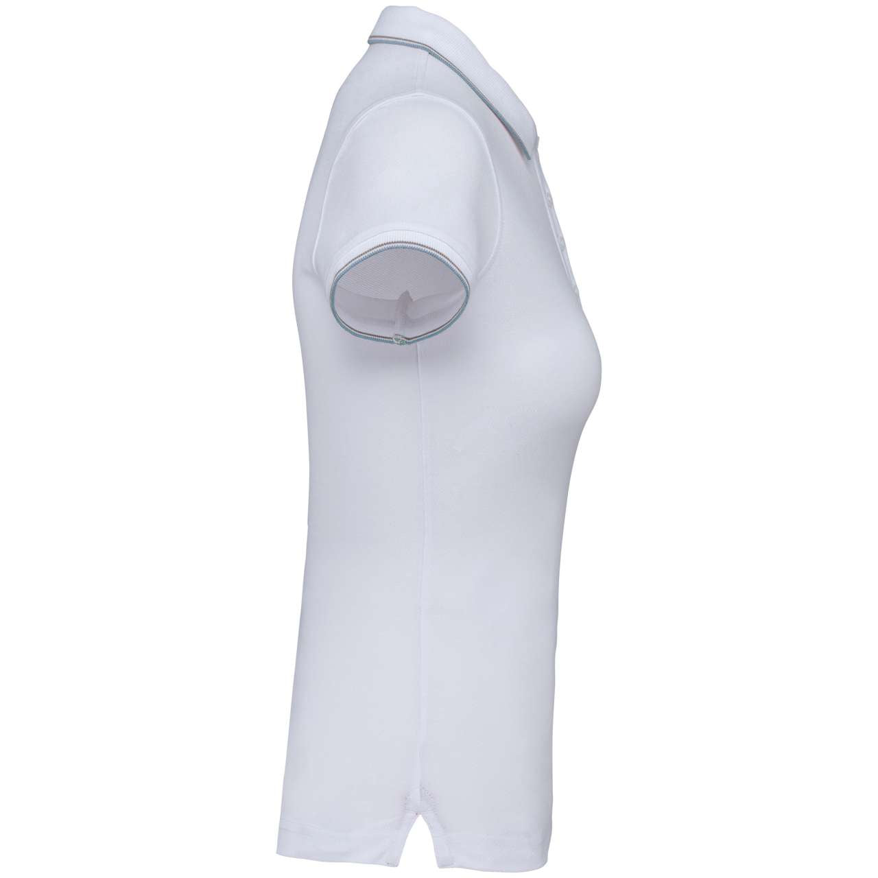 LADIES' SHORT-SLEEVED POLO SHIRT - White/Sky Blue/Light Grey - Additional