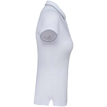 LADIES' SHORT-SLEEVED POLO SHIRT - White/Sky Blue/Light Grey - Additional
