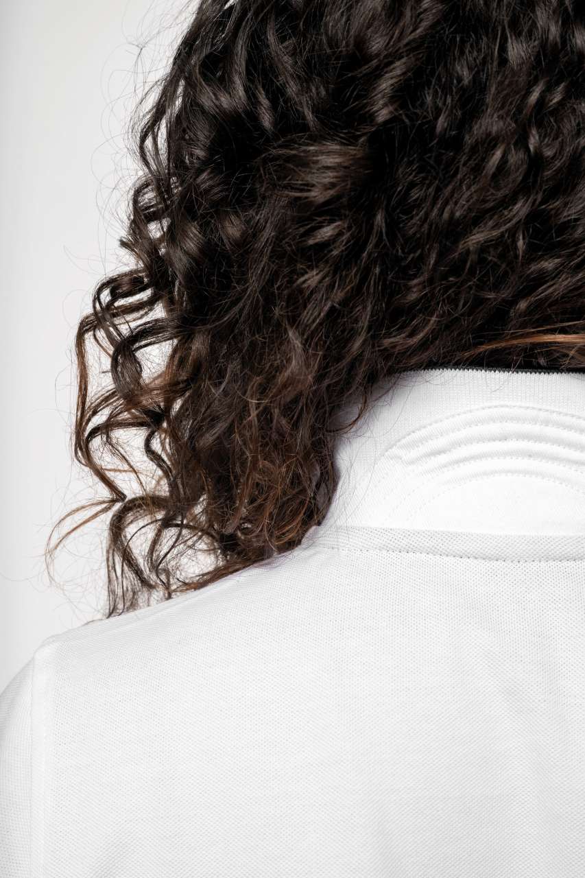 LADIES' SHORT-SLEEVED PIQUÉ KNIT POLO SHIRT - White/Navy - Additional